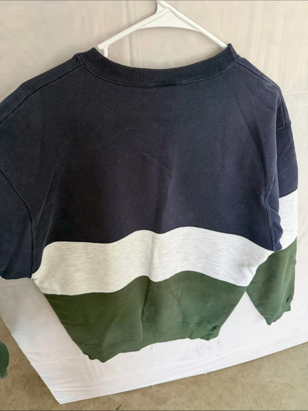 Vintage Champion Navy, Gray & Green Colorblock Crewneck Sweatshirt